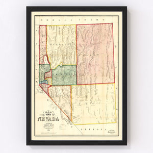 Vintage Map of Nevada 1866