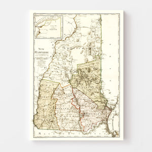 Vintage Map of New Hampshire 1796