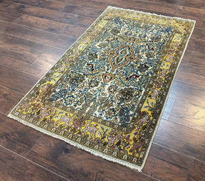Persian Qum Tree of Life Rug 3.5 x 5.5, Animal Pictorials, Kork Wool with Silk Highlights