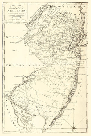 Vintage Map of New Jersey 1795
