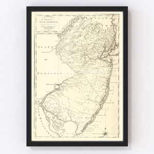 Vintage Map of New Jersey 1795