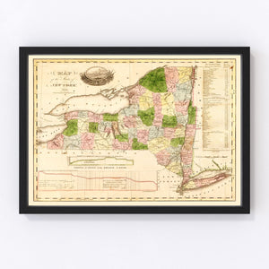 Vintage Map of New York 1833