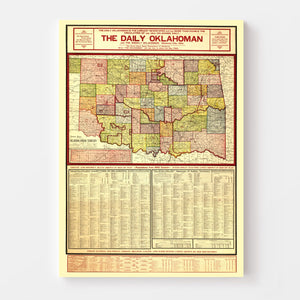 Vintage Map of Oklahoma 1905