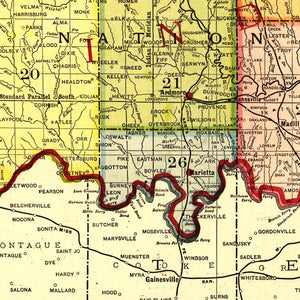 Vintage Map of Oklahoma 1905