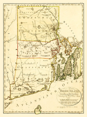 Vintage Map of Rhode Island 1797