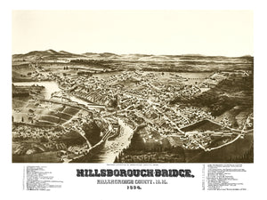 Vintage Map of Hillsborough-Bridge, New Hampshire 1884