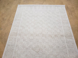 3x5 Karastan Rug Chaumiere Collection, Kara-Loc, Design #291/9866, Creme Color, Textured Squares II Patern, 3'6" x 5' 3" Carpet