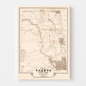 Vintage Map of South Dakota 1872