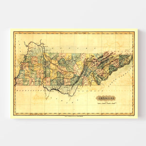 Vintage Map of Tennessee 1826
