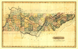 Vintage Map of Tennessee 1826