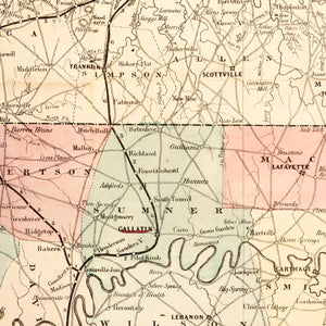 Vintage Map of Tennessee 1862