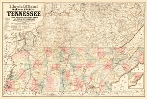 Vintage Map of Tennessee 1862