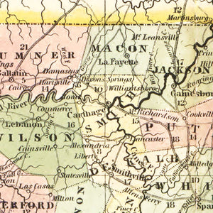 Vintage Map of Tennessee 1851