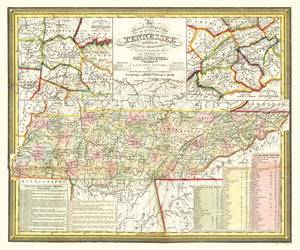 Vintage Map of Tennessee 1851