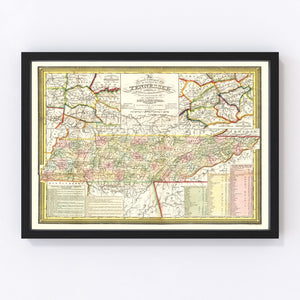 Vintage Map of Tennessee 1851