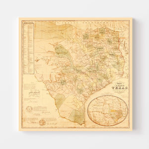 Vintage Map of Texas 1853