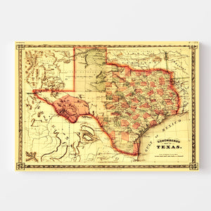 Vintage Map of Texas 1866