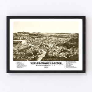 Vintage Map of Hillsborough-Bridge, New Hampshire 1884
