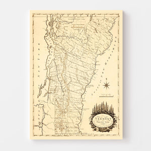 Vintage Map of Vermont 1795