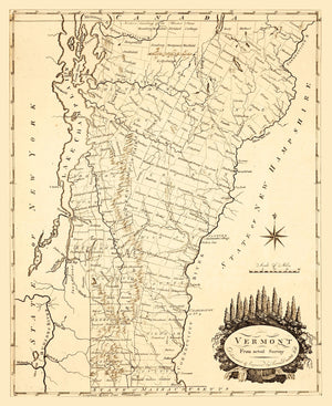 Vintage Map of Vermont 1795