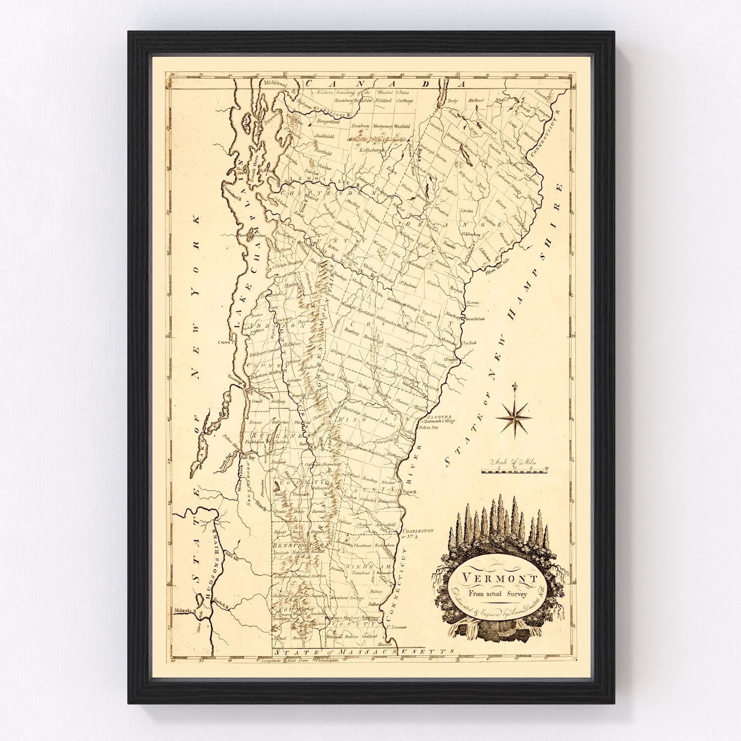 Vintage Map of Vermont 1795