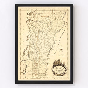 Vintage Map of Vermont 1795