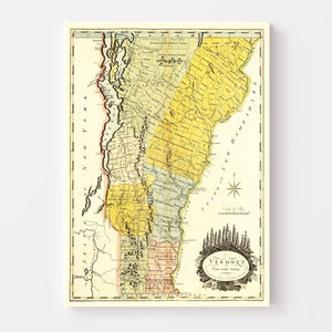 Vintage Map of Vermont 1814