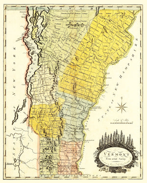 Vintage Map of Vermont 1814