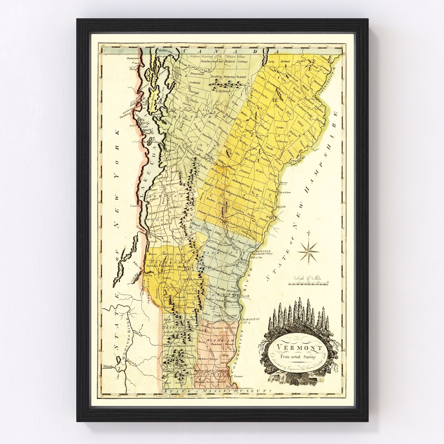 Vintage Map of Vermont 1814