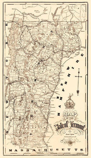 Vintage Map of Vermont 1890