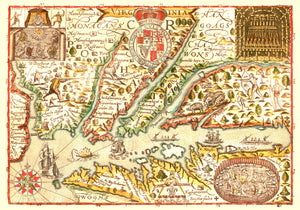Vintage Map of Virginia 1637