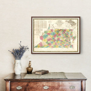Vintage Map of Virginia 1832
