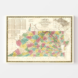 Vintage Map of Virginia 1832