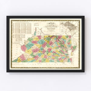 Vintage Map of Virginia 1832