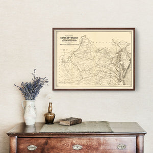 Vintage Map of Virginia 1875