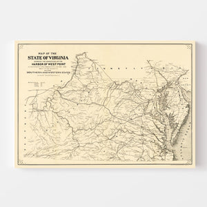 Vintage Map of Virginia 1875
