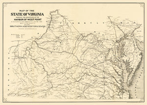 Vintage Map of Virginia 1875