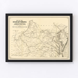 Vintage Map of Virginia 1875