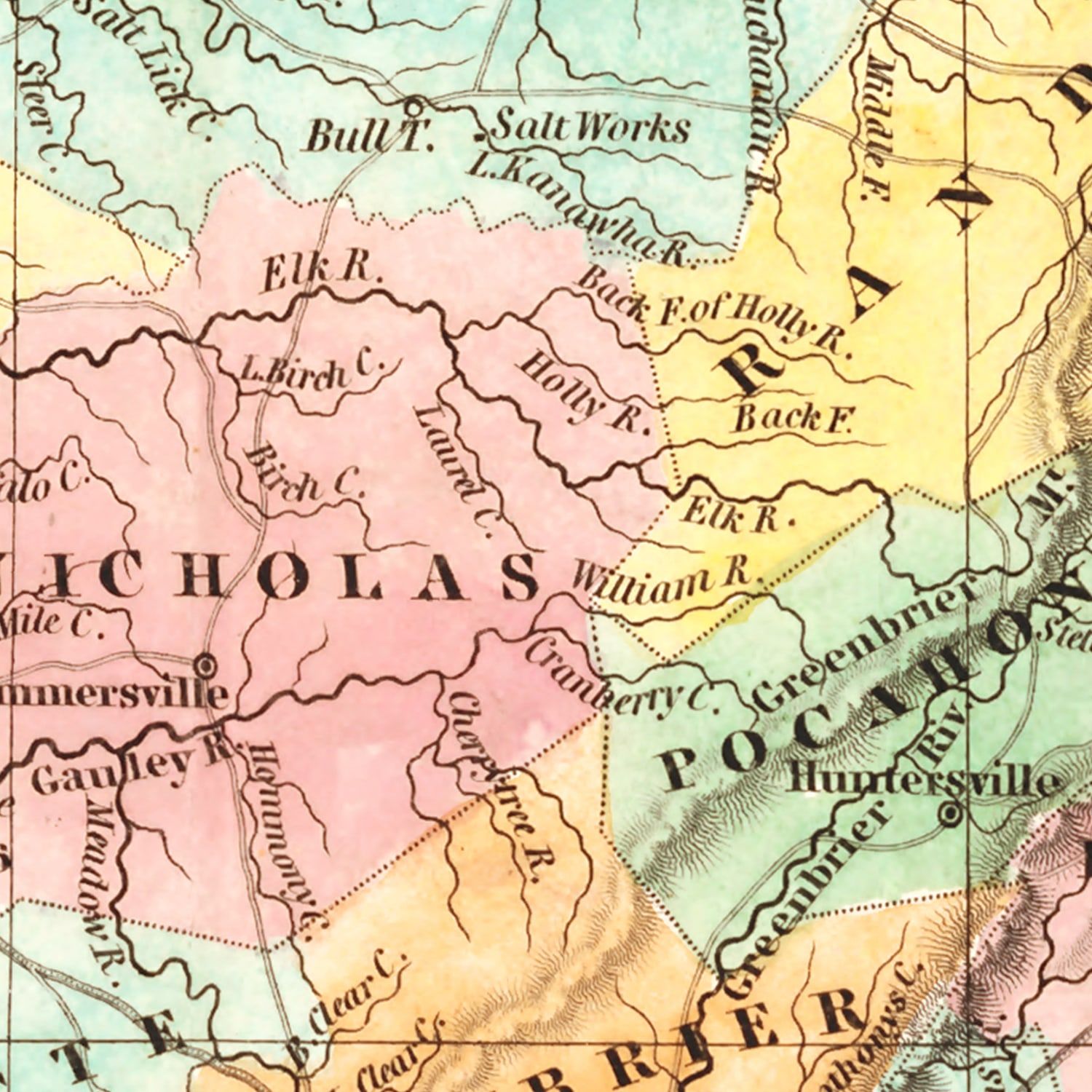 Vintage Map of Virginia 1834