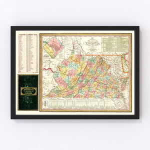 Vintage Map of Virginia 1834