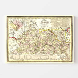 Vintage Map of Virginia 1853