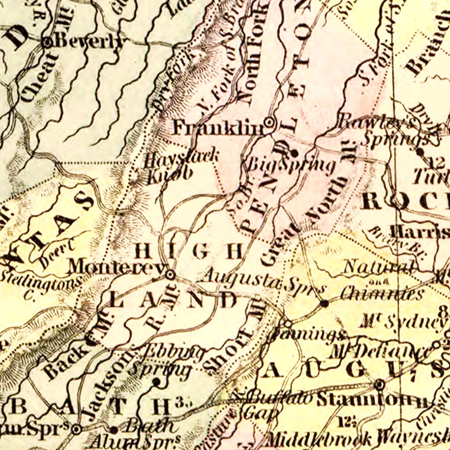 Vintage Map of Virginia 1853