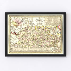 Vintage Map of Virginia 1853