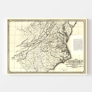 Vintage Map of Virginia 1876