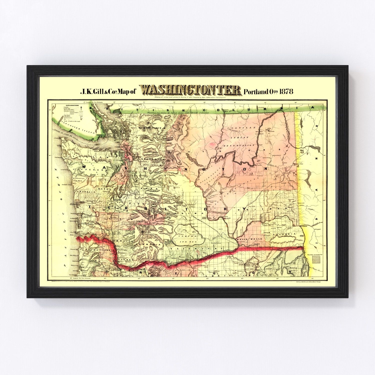 Vintage Map of Washington 1878
