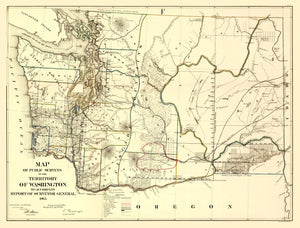Vintage Map of Washington 1866