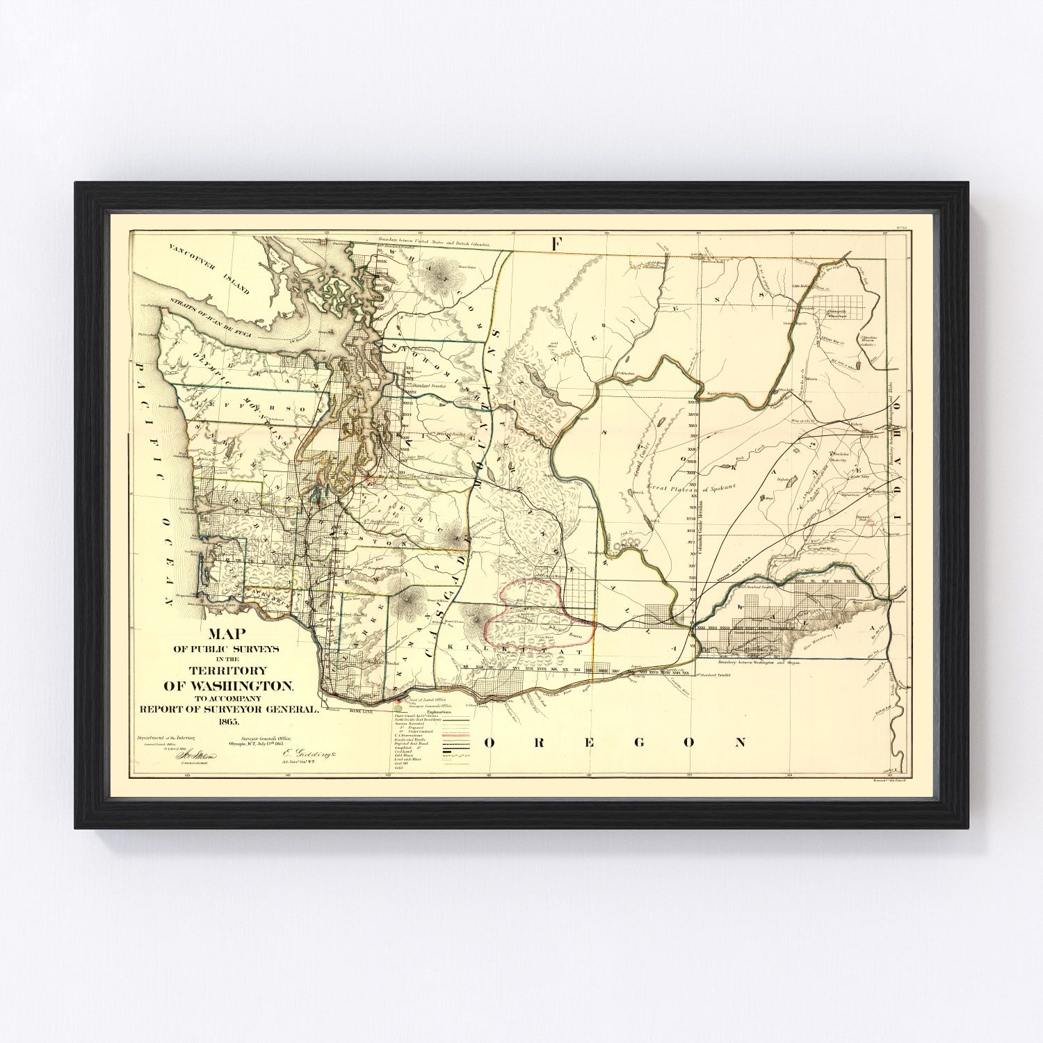Vintage Map of Washington 1866