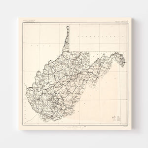 Vintage Map of West Virginia 1916