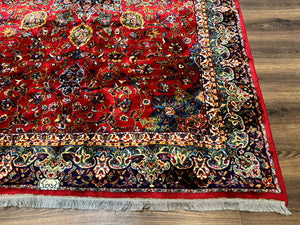 Red Persian Rug 6x9, Medallion Carpet, Ardebil Design, Vintage Belgium Power Loomed Carpet