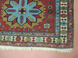 4' X 6' Vintage Handmade Caucasian Shirvan Russian Armenian Wool Rug Colorful